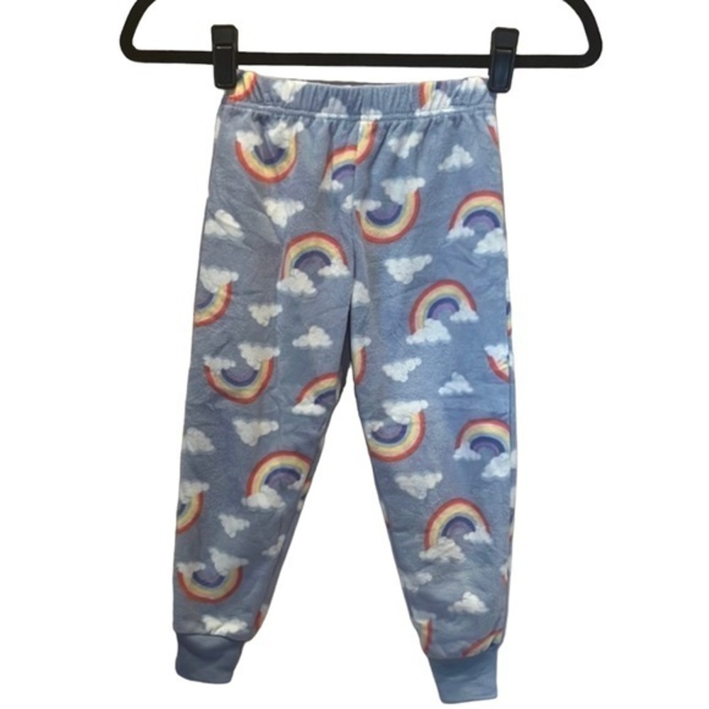 New Rainbow CuddlDuds XS 4/5 Rainbow Fleece Joggers Pants NWT
